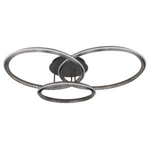 Plafoniera LED Alaina, 72W, 3800 lm, lumina calda/neutra/rece, telecomanda, IP20, gri mat+cristale K9, Globo Lighting