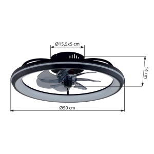 Plafoniera LED Celeste, cu ventilator, 40W, 2080 lm, lumina calda/neutra/rece, IP20, negru mat, Globo Lighting [11]- savelectro.ro