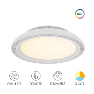 Plafoniera LED cu ventilator, Braytron, 24W+30W, RGB+lumina calda/neutra/rece, alba, telecomanda [3]- savelectro.ro