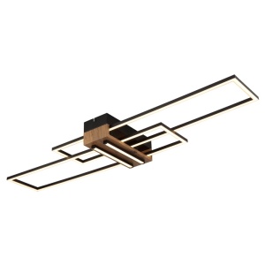 Plafoniere LED, Plafoniera LED Dakari 40W, 1920 lm, lumina calda (3000K), 100 cm, neagra mat, imitatie lemn, Globo Lighting - savelectro.ro