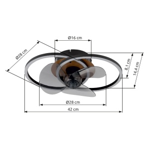 Plafoniera LED Karen, cu ventilator, 24W, 490 lm, lumina calda/neutra/rece, IP20, negru mat, Globo Lighting [11]- savelectro.ro