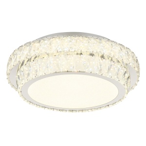 Plafoniere LED, Plafoniera LED Klara 38W, 2818 lm, lumina calda/neutra/rece, cristale, Ø40 cm, telecomanda, dimabila, crom, Globo Lighting - savelectro.ro