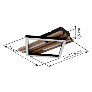 Plafoniera LED Obrien 12+7W, 1020 lm, lumina calda (3000K), 33 cm, IP20, imitatie lemn, Globo Lighting [7]- savelectro.ro