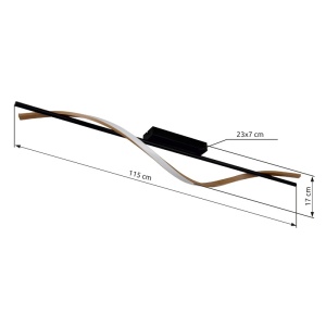 Plafoniera LED Watkins 20.5W, 1085 lm, lumina calda (3000K), 115 cm, neagra mat+imitatie lemn, Globo Lighting [5]- savelectro.ro