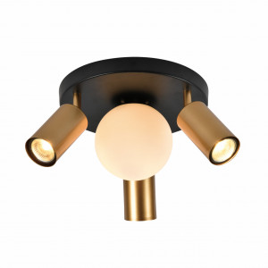 Plafoniere, Plafoniera Spike KL164004, 4xGU10/ E14, alba mata+neagra+aurie, IP20, Klausen - savelectro.ro