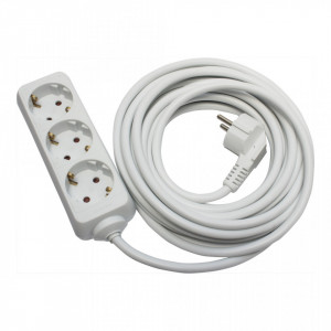 Prelungitoare Electrice, Prelungitor 3 prize 5 metri, cablu 3x1.5, max 16A, alb, Strohm - savelectro.ro