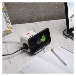 Prelungitor cub, 2m, 2 prize USB-A USB-C, Qi, alb, Emos [9]- savelectro.ro