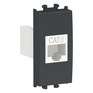 Prize si intrerupatoare, Priza date RJ45 cat 6, UTP, 1 modul, neagra, Schneider Easy Styl - savelectro.ro