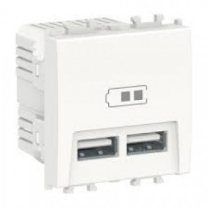 Prize si intrerupatoare, Priza dubla incarcare USB, max 2.1A, 2 module, alba Schneider Easy Styl - savelectro.ro