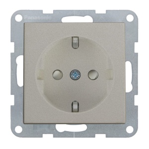 Prize si intrerupatoare, Priza simpla cu impamantare, protectie copii, 16A, IP20, Bronz, Panasonic Karre Plus 55 - savelectro.ro