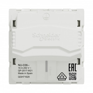 Priza simpla cu impamantare, standard german, 2 module, 16A, alba, Schneider Noua Unica [3]- savelectro.ro