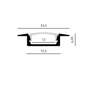 Profil Banda LED, Incastrat (ST) 15.5x6mm, Negru + Alb Mat, 2m, Kobi [2]- savelectro.ro