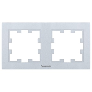 Prize si intrerupatoare Panasonic, Rama dubla orizontala, IP20, Argintiu, Panasonic Karre Plus 55 - savelectro.ro