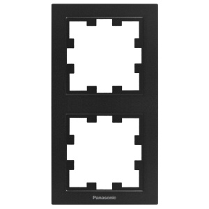 Prize si intrerupatoare Panasonic, Rama dubla verticala, IP20, Negru, Panasonic Karre Plus 55 - savelectro.ro