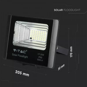 Reflector cu panou solar 12W, 550lm, IP65, 5000mAh, lumina rece 6000K, negru V-TAC, 2 ani garantie [4]- savelectro.ro