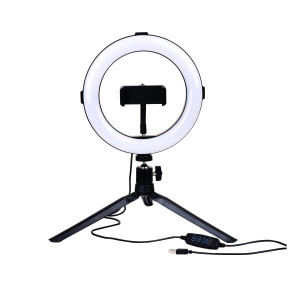 Selfie ring light cu suport de telefon, LED 10W, diametru 260 mm, temperatura de culoare ajustabila, conexiune USB, 10 nivele de intensitate a luminii, Optonica [1]- savelectro.ro