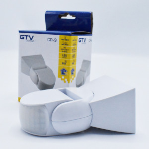 Senzor de miscare aplicat, 180 grade, max 300W LED, IP65, alb, GTV