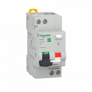 Siguranta automata cu protectie diferentiala 25A P+N, tip AC, 30mA, 4.5kA, Schneider Easy9