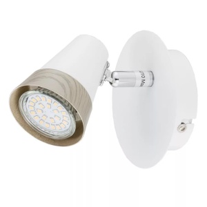 Spoturi, Spot aplicat Rox, 1xGU10, IP20, alb+imitatie lemn, Kobi - savelectro.ro