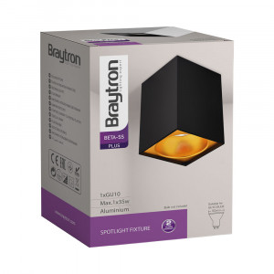 Spot Beta patrat, 1 bec, dulie GU10, auriu, negru, Braytron [6]- savelectro.ro