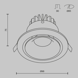 Spot LED 12W Incastrat, Maytoni, 960lm, Lumina Neutra (4000K), Alb [4]- savelectro.ro