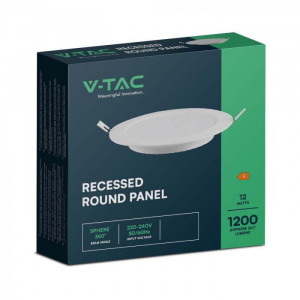 Spot LED 12W Incastrat, Rotund, V-TAC, 1200lm, Lumina Rece (6500K), Alb [6]- savelectro.ro