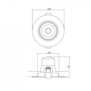 Dimensiuni spot led rotund incastrat (ST) orientabil, 5W, lumina calda 3000K, 400lm, GTV