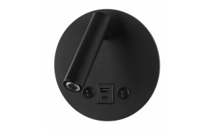 Spoturi LED, Spot LED de perete Optonica 8W, lumina calda (3000K), cu intrerupator si USB, negru, IP20 - savelectro.ro