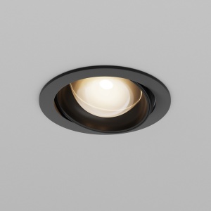 Spoturi LED, Spot LED incastrat Lens 12W, 760 lm, lumina calda (3000 K), IP44, negru, Maytoni - savelectro.ro