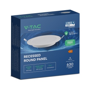 Spot LED rotund incastrat, 6W, 630lm, lumina calda/neutra/rece, cip CREE, IP20, alb, V-tac [5]- savelectro.ro