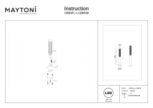 Stalp pentru exterior LED Lit O593FL-L12BR3K, 12W, 600lm, lumina calda, IP65, maro, Maytoni [3]- savelectro.ro