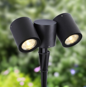Stalp pentru exterior Riad, 2 becuri, dulie GU10, negru, sticla, Klausen [5]- savelectro.ro