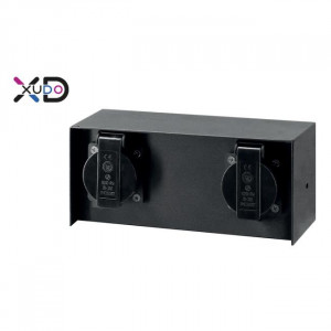 Corpuri de iluminat exterior, Stalp pentru exterior Xudo, 23 cm, 2 prize schuko, negru - savelectro.ro