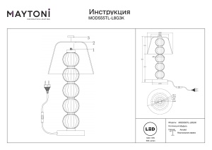 Veioza LED Amulet MOD555TL-L8G3K, cu intrerupator, 10W, 500lm, lumina calda, IP20, aurie+transparenta, Maytoni [3]- savelectro.ro