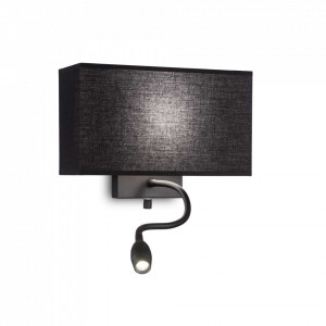 Aplica LED Hotel 215709, 60W, 55lm, lumina calda, neagra, IP20, Ideal Lux