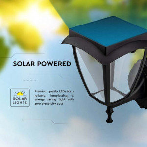 Aplica LED solara pentru exterior V-TAC, 2W, neagra, lumina calda/rece, IP65 [6]- savelectro.ro