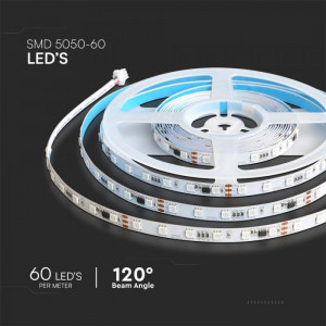 Banda led Magica SMD 5050 V-TAC, RGB, 13w/metru , 60 Leduri/m, 24V, IP20 [5]- savelectro.ro