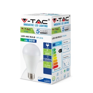 Becuri, Bec LED 15W, E27, A65, cip Samsung, 1250 lm, lumina rece 6400K, alb - V-TAC - savelectro.ro