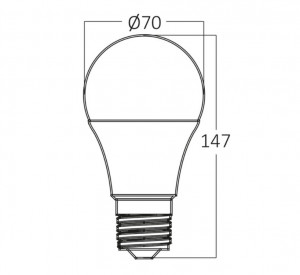 Bec led 18W (125W) Braytron, A70, E27, 1600lm, lumina calda (3000K), clasa energetica F