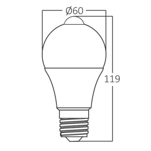 Bec led cu senzor de miscare 9W(60W), E27, A60, 806lm, lumina calda (3000K), Braytron [4]- savelectro.ro