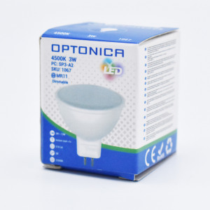 Becuri, Bec LED MR11 3W(13W) Optonica, 12V, 210 lm, lumina neutra (4500 K), clasa energetica G - savelectro.ro