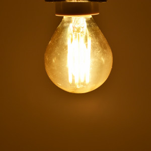 Bec led sferic Vintage filament 4W (23W), E14, G45, 350lm, dimabil, lumina calda (2500K), auriu, Optonica