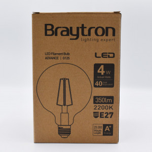 Bec led Vintage Edison 4W (40W), E27, G125, 350 lm, lumina calda (2200K), auriu, Braytron