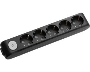 Prelungitoare Electrice, Bloc 5 prize + intrerupator X-tendia Panasonic, Negru - savelectro.ro
