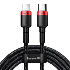 Cablu USB-C, 100W, 2m, negru-rosu, Baseus [1]- savelectro.ro