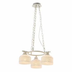 Lustre, Candelabru Grass KL6626, 3xE27, alb antichizat, metal + sticla, stil clasic, Klausen - savelectro.ro