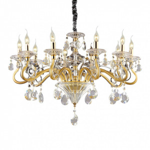 Candelabru Negresco 087771, 10x E14, auriu+transparent, IP20, Ideal Lux