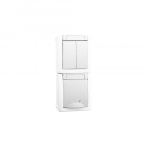 Priza si intrerupatoare aplicate, Comutator + Priza IP54 Pacific Panasonic, PT, alb - savelectro.ro