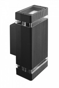 Corpuri de iluminat exterior, Corp de perete pentru exterior, negru, 2 becuri, dulie GU10, protectie IP44, GTV - savelectro.ro