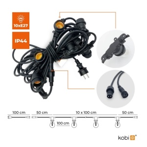 Ghirlanda luminoasa Mimosa, 10 becuri, 10 metri, dulie E27, fara becuri, protectie IP44 [7]- savelectro.ro